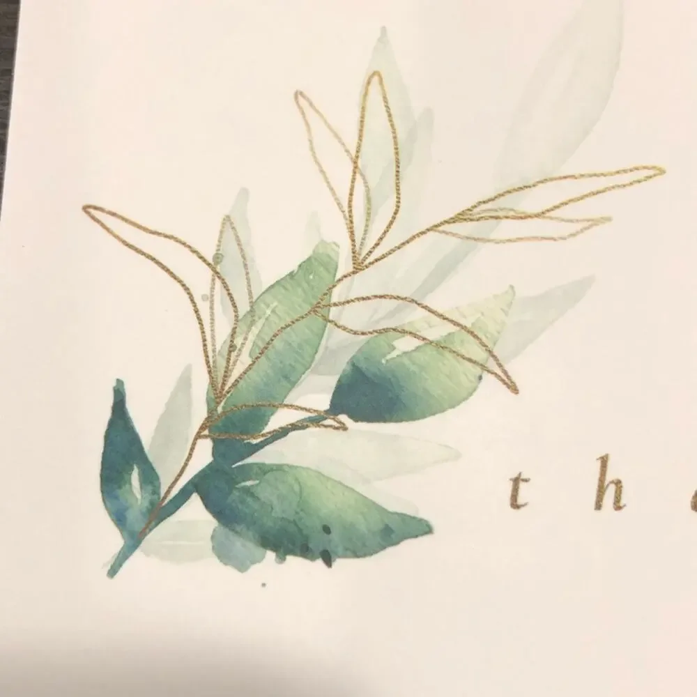 GOOJI Green & Gold‎ Watercolor Botanical THANK YOU Note Cards in 6 Patterns